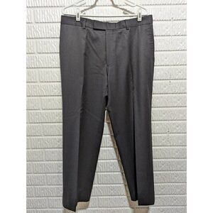 Hugo Boss Men's Dark Charcoal Gray Banded Waist Wool Dress Trouser Pants 34R
